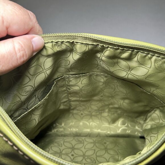 Fossil leather crossbody bag in a lime green color, organizer, pockets galore - Picture 8 of 11